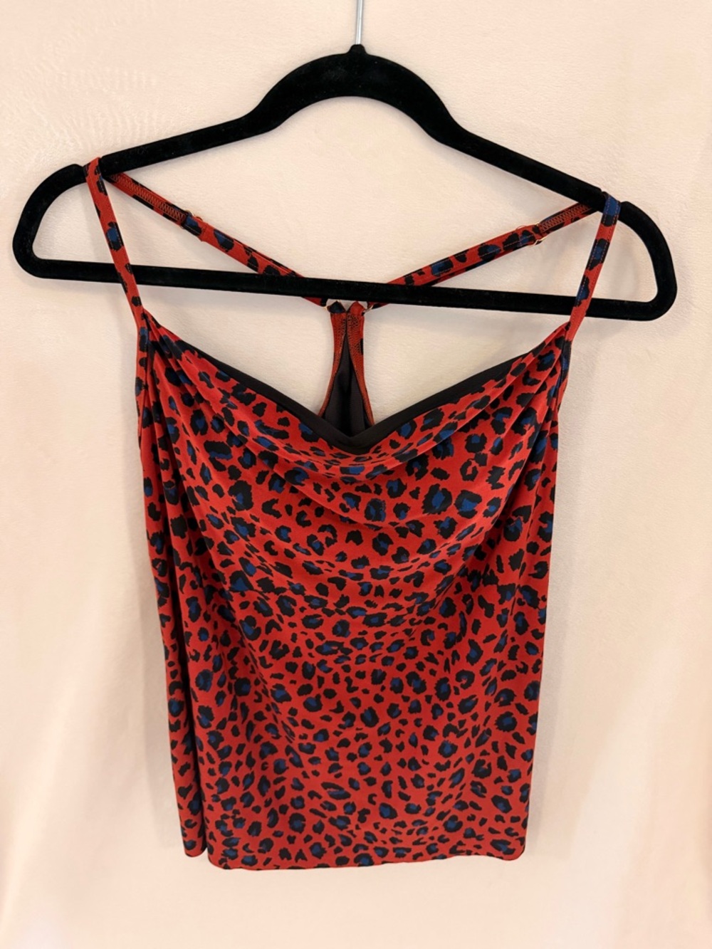 Women’s Tankini Top Rust Blue and Black Leopard-Print